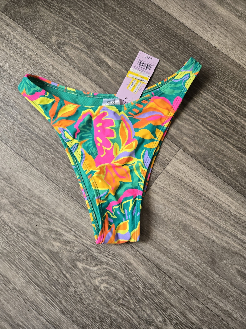 wild fable Teal Floral High-Cut Bikini Bottom with Pink & Yellow Accents